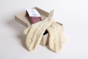 Hand-knitted gloves made from homespun wool